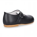 Classic sweet NAPPA leather little Mary Janes with scallop and buckle fastening.