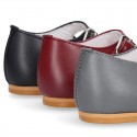 Classic sweet NAPPA leather little Mary Janes with scallop and buckle fastening.