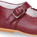 Classic sweet NAPPA leather little Mary Janes with scallop and buckle fastening.