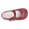 Classic sweet NAPPA leather little Mary Janes with scallop and buckle fastening.