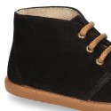 Casual little ankle boots shoes in suede leather.