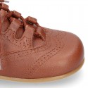 New little ENGLISH style shoes in soft nappa leather in COWHIDE color.