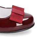 New little OKAA Mary Jane shoes with shoemaker ribbon in patent leather.