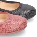 Little Ballet flat shoes with elastic band and STAR design in Print autumn winter canvas.