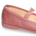 Little Ballet flat shoes with elastic band and STAR design in Print autumn winter canvas.