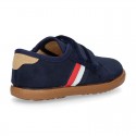 New autumn winter canvas tennis style shoes with flag detail and VELCRO strap.