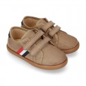 New autumn winter canvas tennis style shoes with flag detail and VELCRO strap.