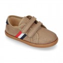 New autumn winter canvas tennis style shoes with flag detail and VELCRO strap.