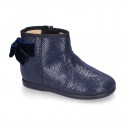 New Ankle boot shoes with VELVET BOW in Snake print Serratex autumn-winter canvas.