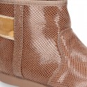 New Ankle boot shoes with VELVET BOW in Snake print Serratex autumn-winter canvas.