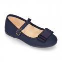 Autumn winter canvas OKAA Mary Janes with bow and buckle fastening.