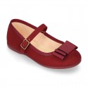 Autumn winter canvas OKAA Mary Janes with bow and buckle fastening.