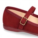 Autumn winter canvas OKAA Mary Janes with bow and buckle fastening.