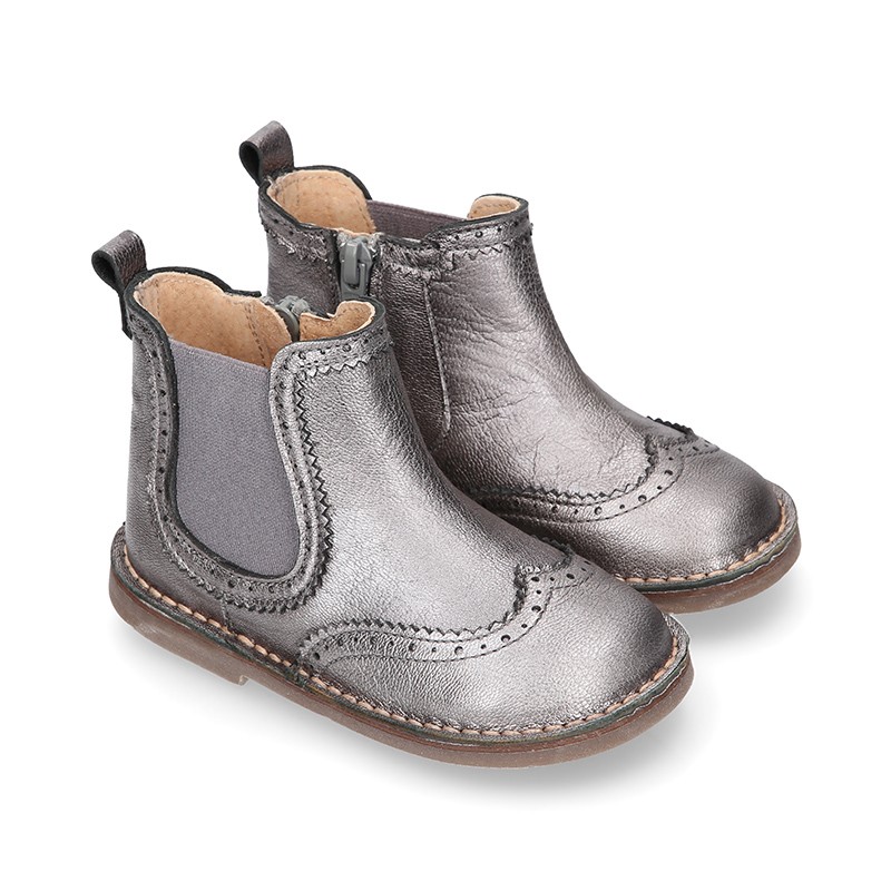 perforated leather ankle boots