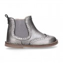 METAL Nappa leather ankle boots Laces up style shoes with perforated design.