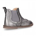 METAL Nappa leather ankle boots Laces up style shoes with perforated design.