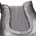 METAL Nappa leather ankle boots Laces up style shoes with perforated design.
