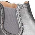 METAL Nappa leather ankle boots Laces up style shoes with perforated design.