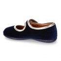 New stylized little Mary Jane shoes with velcro strap and button with GOLDEN design in velvet.