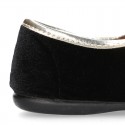 New stylized little Mary Jane shoes with velcro strap and button with GOLDEN design in velvet.