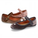 New Stylized velvet canvas little Mary Jane shoes with buckle fastening and STARS design.