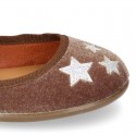 New Stylized velvet canvas little Mary Jane shoes with buckle fastening and STARS design.