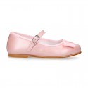 New little OKAA Mary Jane shoes with shoemaker ribbon in PEARL NAPPA leather.