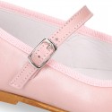 New little OKAA Mary Jane shoes with shoemaker ribbon in PEARL NAPPA leather.