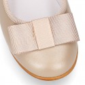 New little OKAA Mary Jane shoes with shoemaker ribbon in PEARL NAPPA leather.