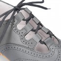 Nappa leather Stylized classic english style shoes with shoelaces closure.