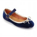 New stylized little Mary Jane shoes with GOLDEN RIBBON design in velvet.