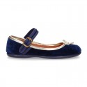 New stylized little Mary Jane shoes with GOLDEN RIBBON design in velvet.