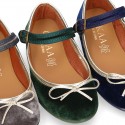 New stylized little Mary Jane shoes with GOLDEN RIBBON design in velvet.