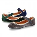 New stylized little Mary Jane shoes with GOLDEN RIBBON design in velvet.