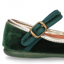 New stylized little Mary Jane shoes with GOLDEN RIBBON design in velvet.