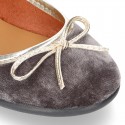 New stylized little Mary Jane shoes with GOLDEN RIBBON design in velvet.