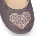 Autumn winter canvas Little Mary Janes with SHINY HEART design.