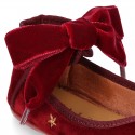 Velvet canvas Little Mary Jane shoes with embroidery STARS design.