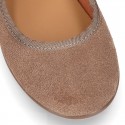 Halter Mary Jane shoes in suede leather with VELCRO and BUTTON fastening.