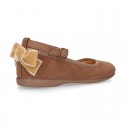 Mary Janes with VELVET BOW design in autumn winter canvas.