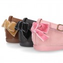Mary Janes with VELVET BOW design in autumn winter canvas.