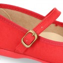 Cotton canvas little Mary Jane shoes with bIg BOW.