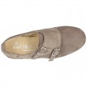 Laces up oxford shoes with DOUBLE BUCKLE fastening in suede leather for girls.