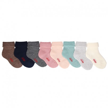 BABY NON-SLIP TERRY COTTON SOCKS WITH PATTERNED CUFF BY CONDOR.