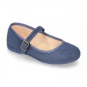 New Serratex canvas stylized girl Mary Jane shoes with buckle fastening.