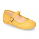 New Serratex canvas stylized girl Mary Jane shoes with buckle fastening.