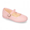 New Serratex canvas stylized girl Mary Jane shoes with buckle fastening.