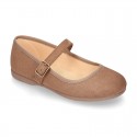 New Serratex canvas stylized girl Mary Jane shoes with buckle fastening.