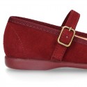 New Serratex canvas stylized girl Mary Jane shoes with buckle fastening.