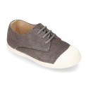 New kids suede leather Tennis type shoes with TOE CAP.